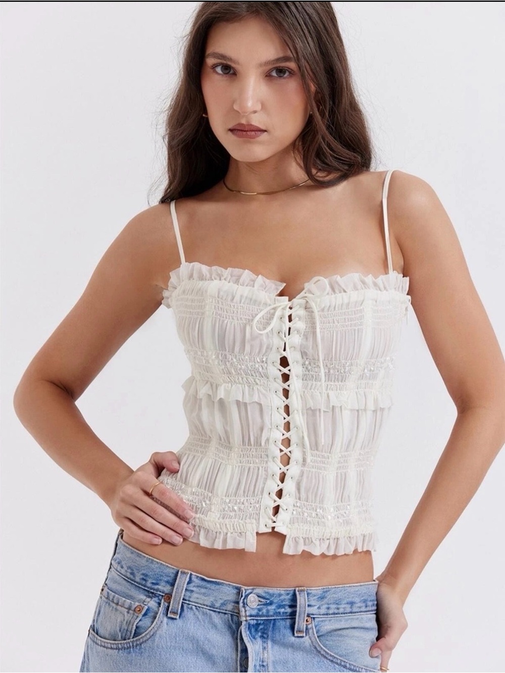 House of CB Lula Ivory Sequin Corset